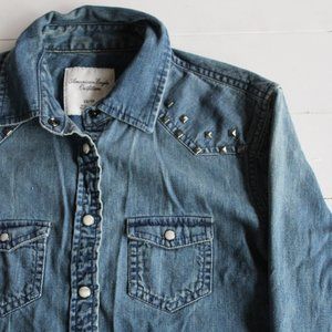 Chambray Denim Button Down Shirt